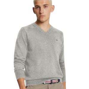 Tommy Hilfiger Light Gray V-Neck Sweater